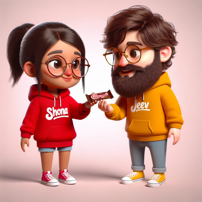 Hispanic Short Girl & Bearded Boy Cartoon | Shona & Jeev