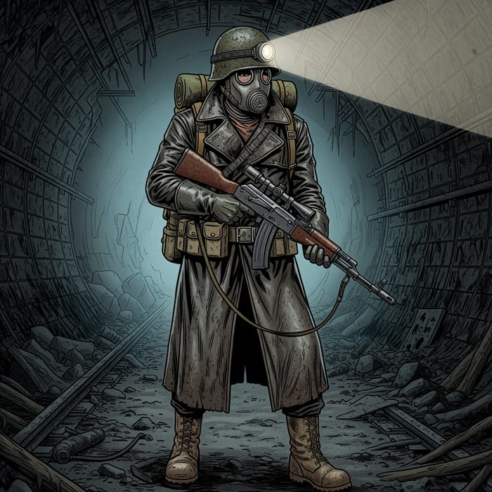 Metro 2033 Comic Art: Stalker in a Dark Tunnel Metro 2033 Comic Art: Stalker in a Dark Tunnel