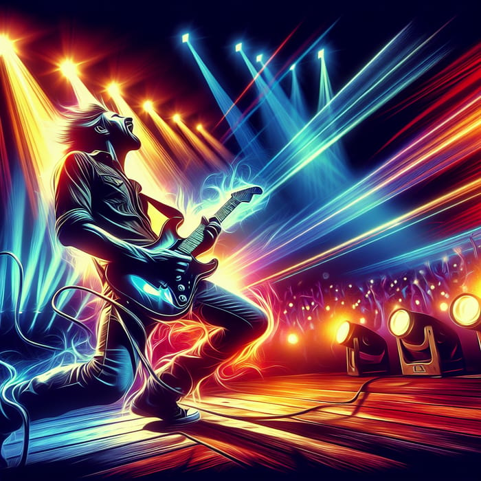 Dynamic Rock Guitarist Performance | Vibrant Colors & Bold Lighting