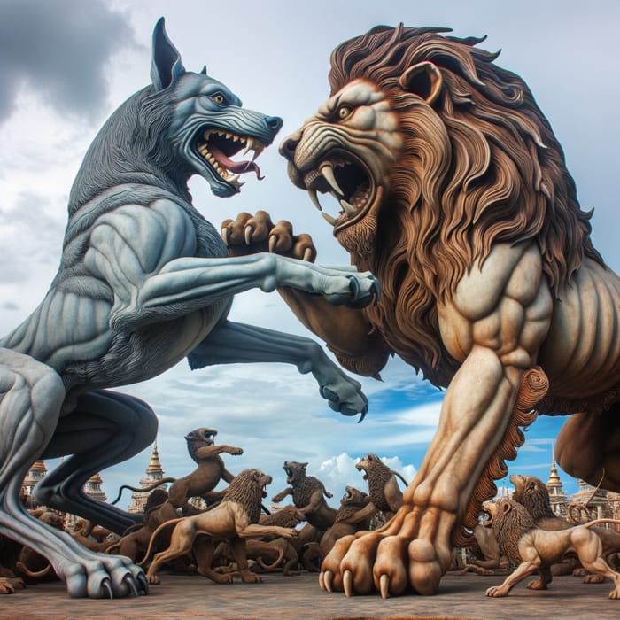 Huge Dog Confronts Lion in a Fight