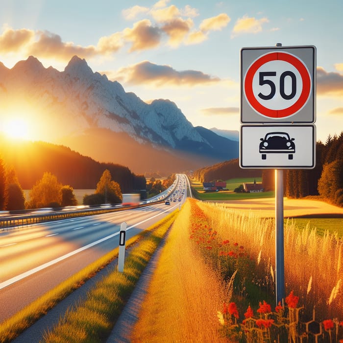 German Autobahn Speed Limit Sign