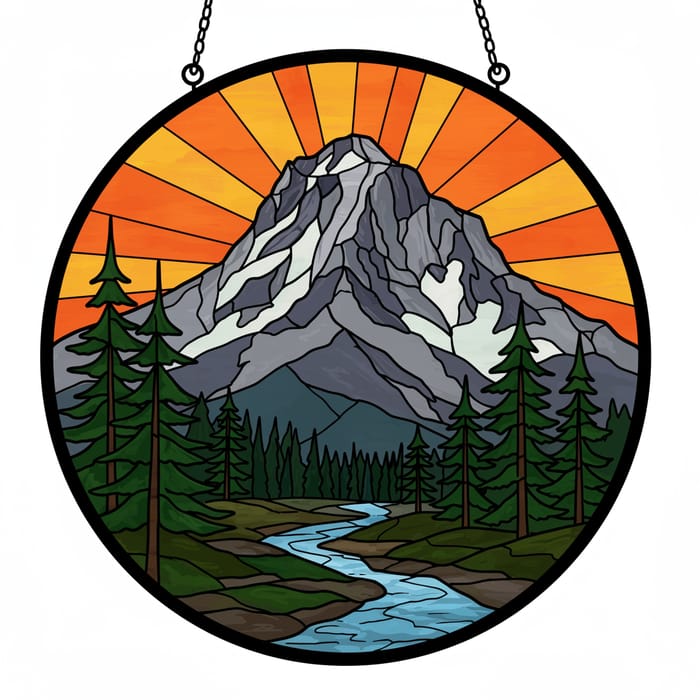 Stained Glass Pattern of Mount Hood