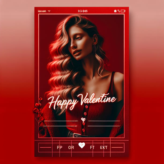 Yulia Drebod in Red | Happy Valentine Postcard for Instagram