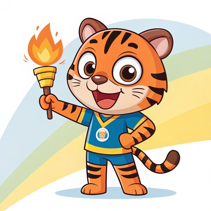 Cheerful Tiger Mascot in Sports Jersey - Unity Spirit