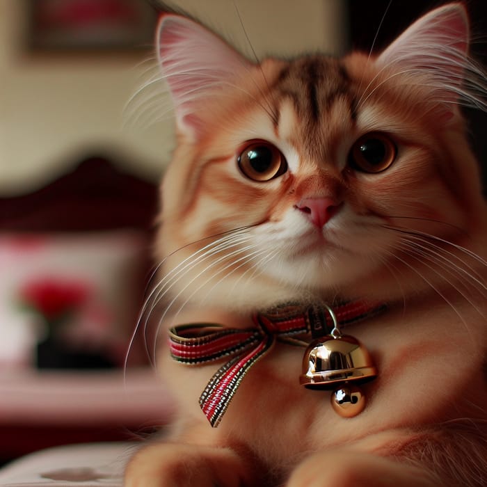 Cat with Bell Collar - Charming and Fun