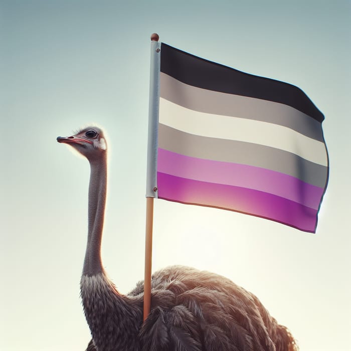 Straight Ostrich with Pride Flag | Nature Scene