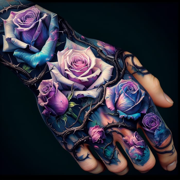 Impressionist Tattoo of Healing Roses on Hand