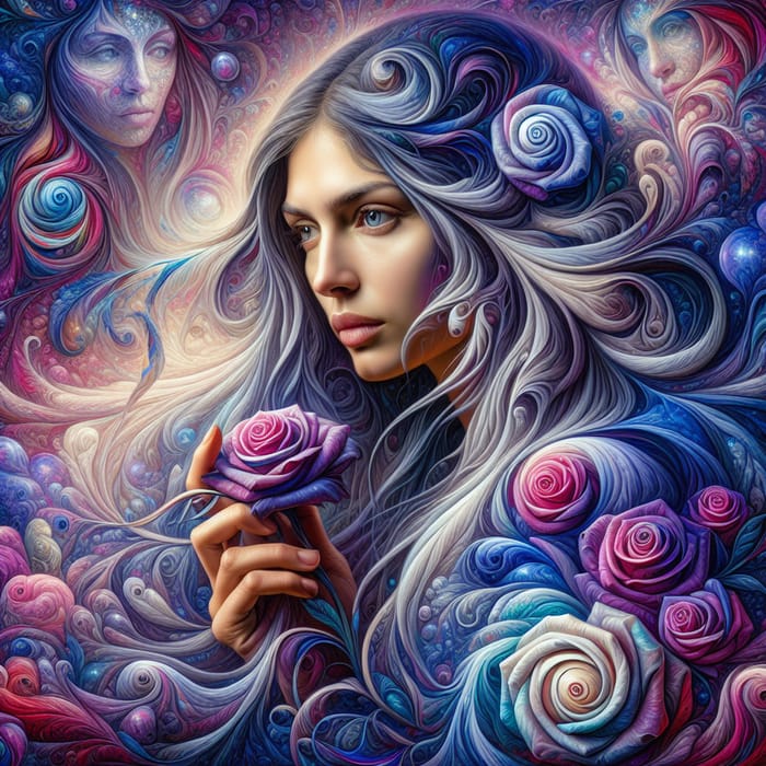 Surreal Portrait of an Aquarius Woman in Vibrant Colors