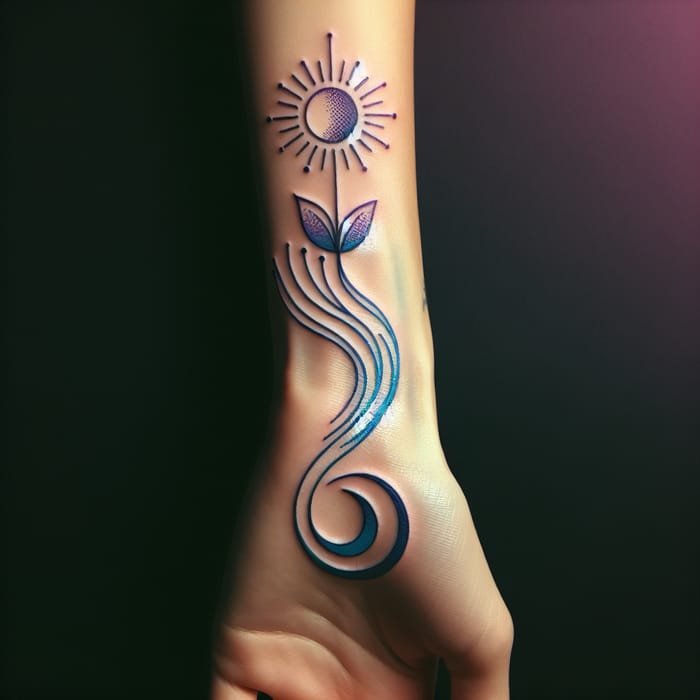 Purple and Blue Spiritual Growth Tattoo Design