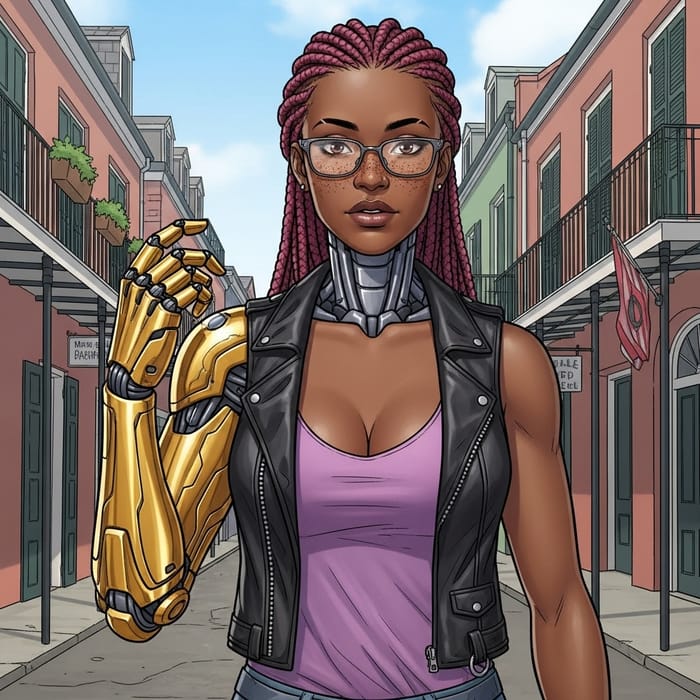 Comic Art of a Cyborg Woman in New Orleans Comic Art of a Cyborg Woman in New Orleans