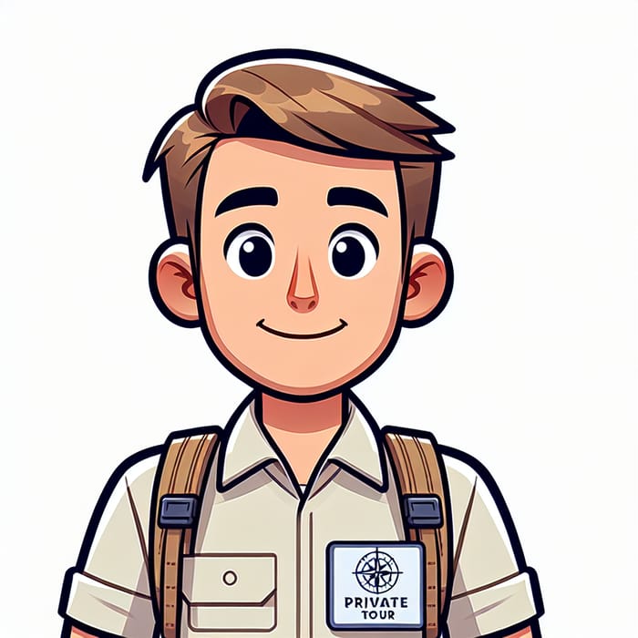 Curious Style Standing Tour Guide Cartoon Character