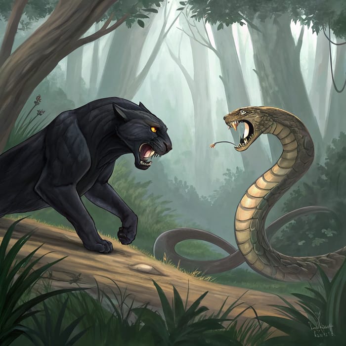 Black Panther vs Snake: A Nature Showdown