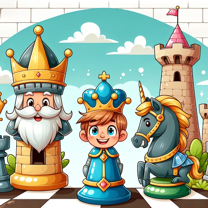 Whimsical Chess Characters for Children's Comics