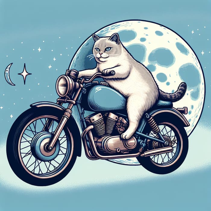 Cat Riding Motorcycle on Moon - Indulging in Simple Pleasures