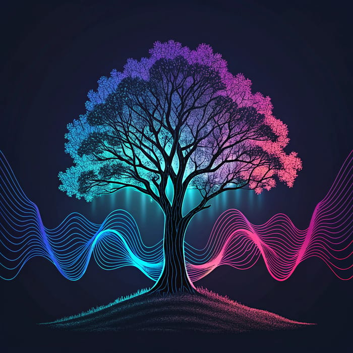 Digital Tree Art: Sound Waves & Vibrations