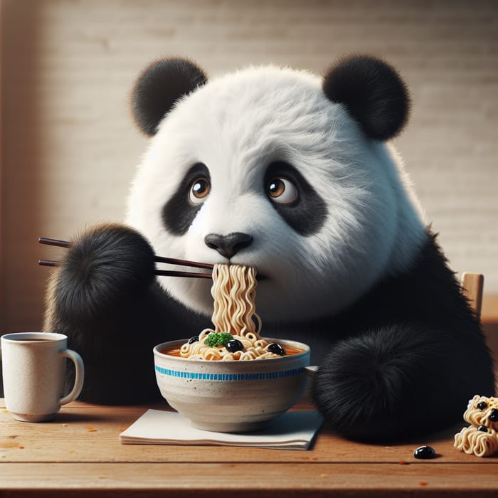 Panda Eating Ramen - Cute Animal Moments