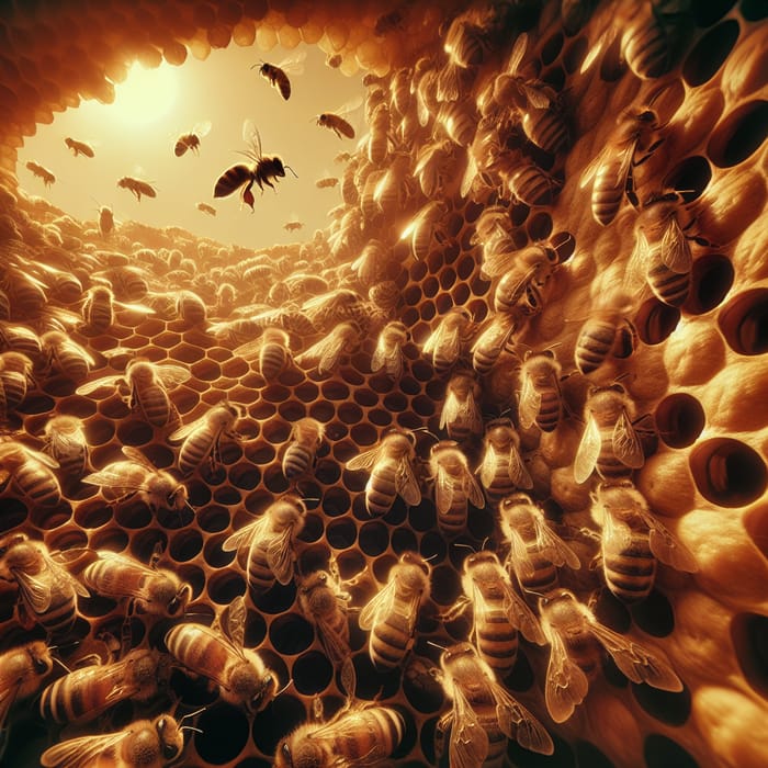 Intricate Bees in Beehive: Macro Photography Insights