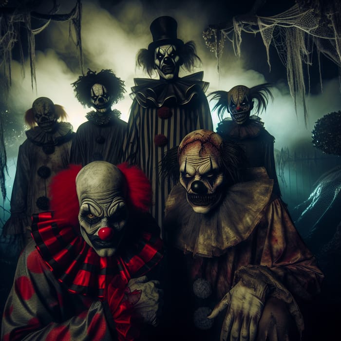 Dark Clowns: Unsettling Nightmarish Landscape