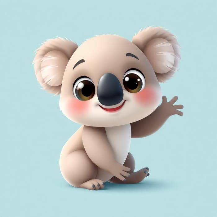 Adorable 3D Cartoon Koala with Big Eyes