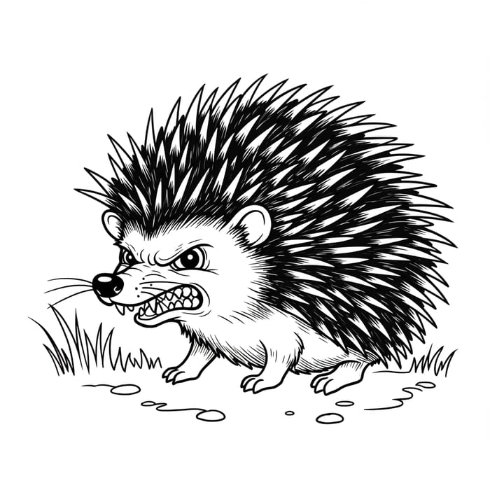 Angry Hedgehog Colouring Page - Fun Printable