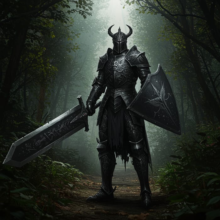 Fantasy Knight Character in Black Armor