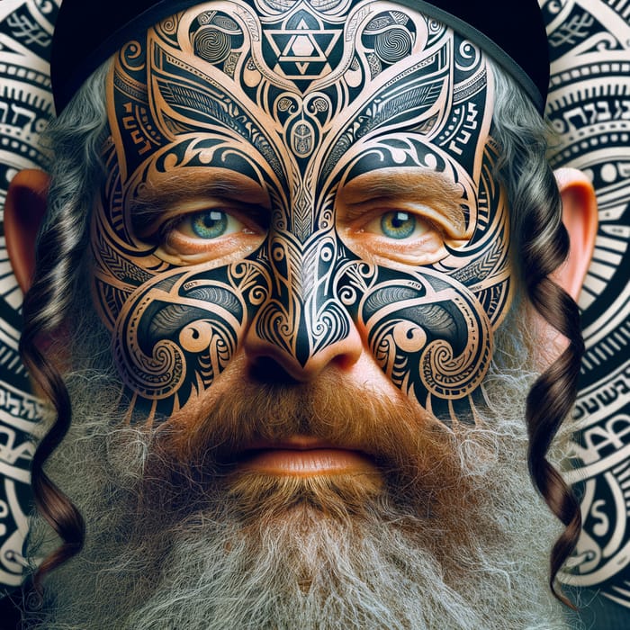 Rabbi Schneerson with Māori Inspired Tattoo Rabbi Schneerson with Māori Inspired Tattoo