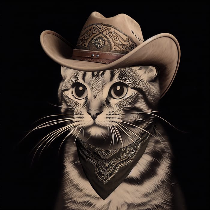 Adventurous Cat in a Cowboy Hat