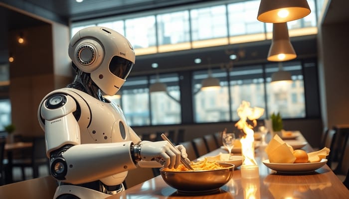 Automated Cooking Robot in a Modern Restaurant