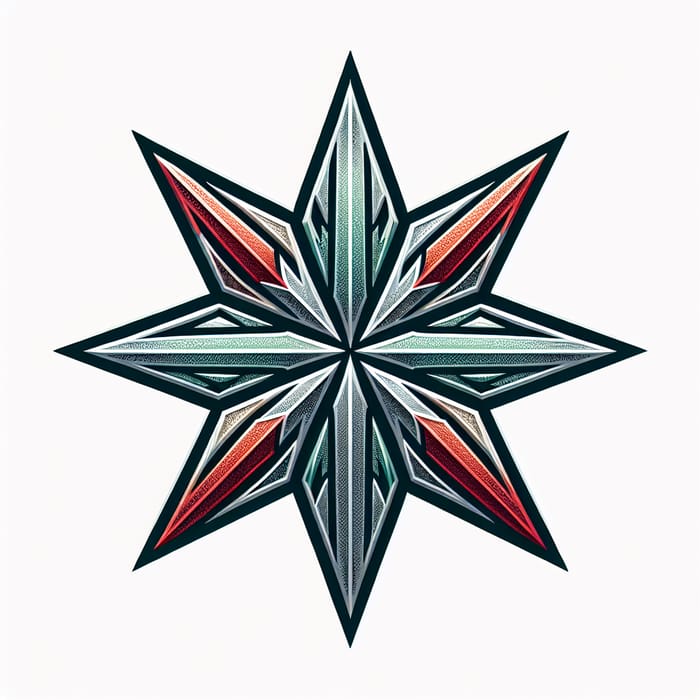 Six-Pointed Star in Metallic Red, Green & Silver