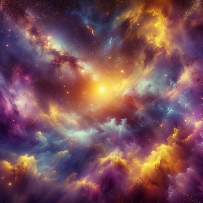 Celestial Void: Mesmerizing Purples & Vibrant Yellows