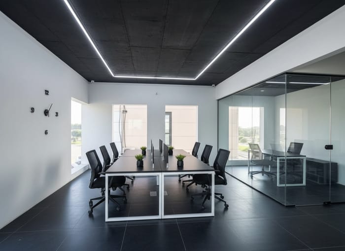 Minimalist Office Design: Matte Black & White Style