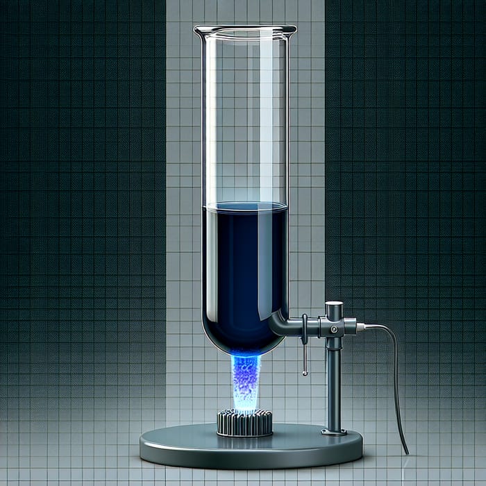 Heated Chemical Glass with Dark Blue Liquid