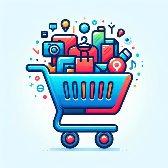 Vibrant Shopping Cart with Varied Products | Shopping Eye