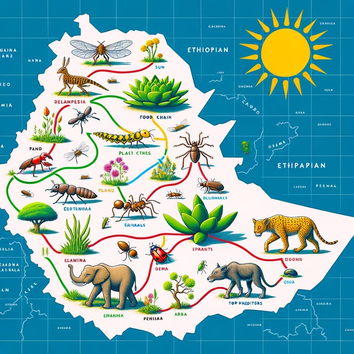 Exploring Ethiopian Food Chains: A Colorful Map Illustration