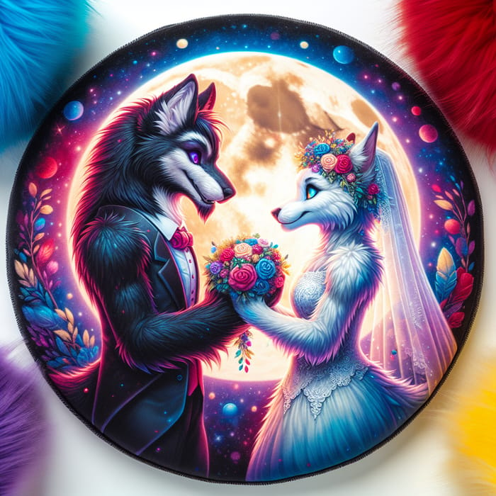 Furry Werewolf Wedding Portrait | Vibrant Fantasy Art