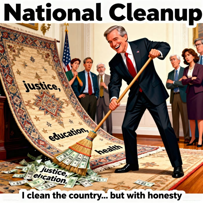 National Cleanup: A Political Satire Cartoon National Cleanup: A Political Satire Cartoon