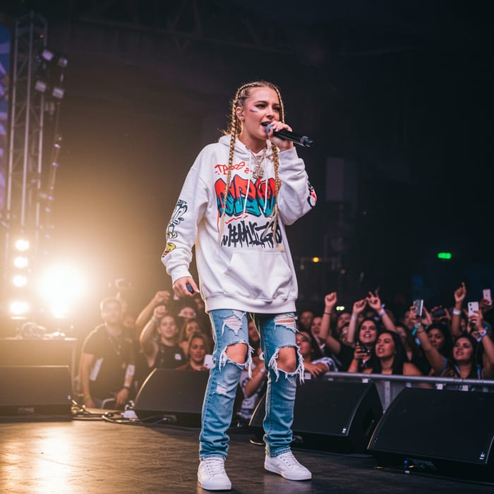 White Girl Rapper Performing Live on Stage