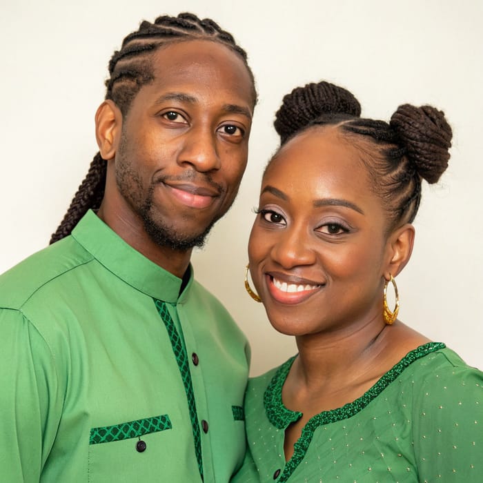 Stylish Green Outfit Couple Photography