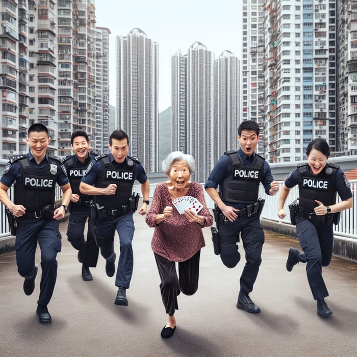 Clever Pursuit: Elderly Asian Woman Evades Police with Poker Skills