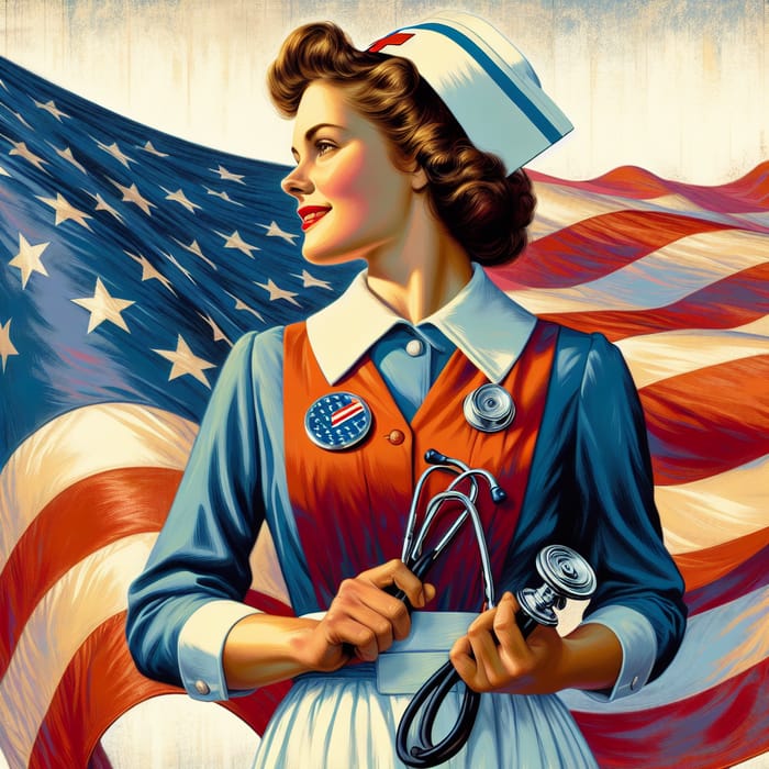 Patriotic American Nurse Artwork - A Tribute to Healthcare