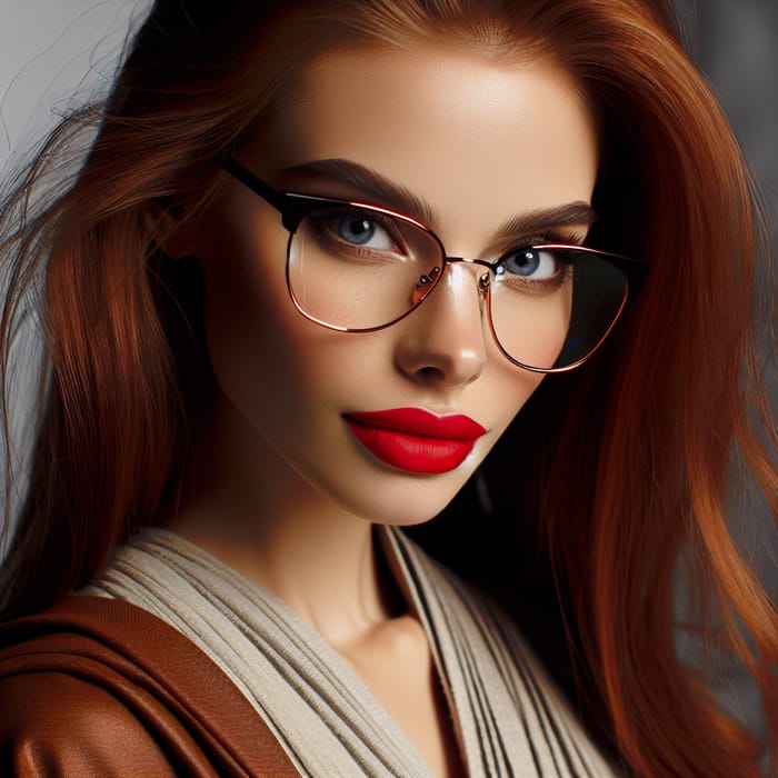 Red-Haired Female Jedi with Glasses and Crimson Lips