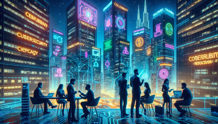 Neon Cyberpunk Scene for Entelgy Cybersecurity Consultants in Colombia