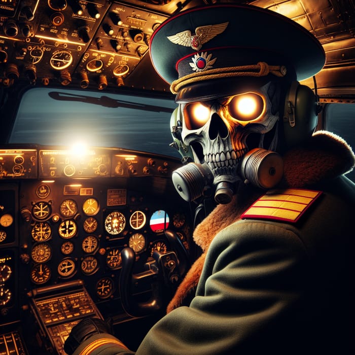 Russian Pilot in Traditional Uniform with Skullmask