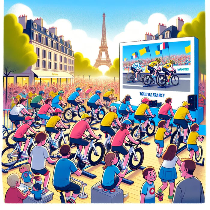 Vibrant French City Tour de France Family Cycling Event