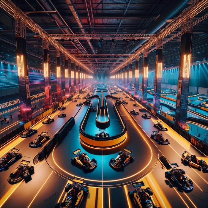 Neon CrashKart Indoor Racetrack: High-Energy Convention Center Transformation