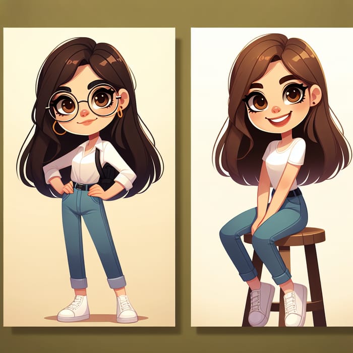 Stylish Caucasian Girls in Disney Pixar Animation | Smiling Duo