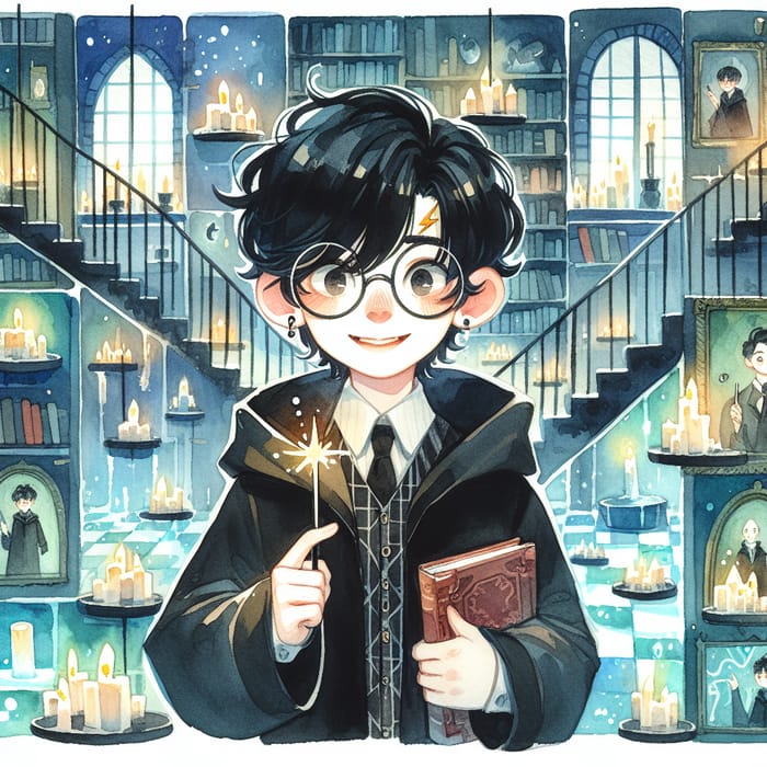 Harry Potter Watercolor Art: Magical Castle Scene