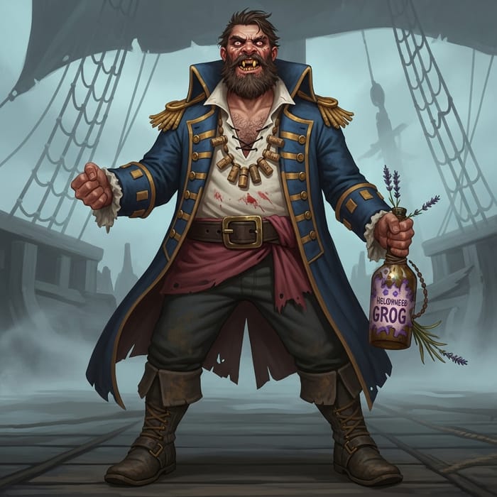 Rugged Sea Captain Portrait in Dark Fantasy Rugged Sea Captain Portrait in Dark Fantasy