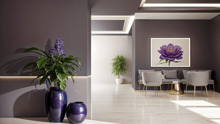 Minimalist Office Design with Amethyst Hues