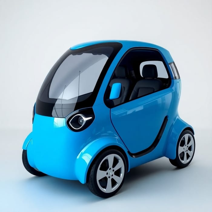 Dynamic Modern Blue Microcar: 1+2 Seater Design